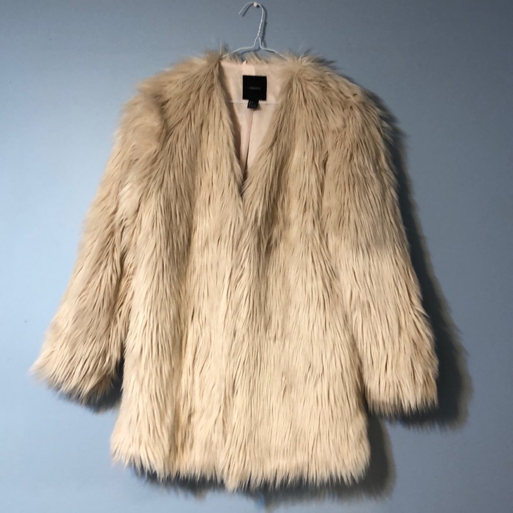 FOREVER 21 PINK FAUX FUR COAT